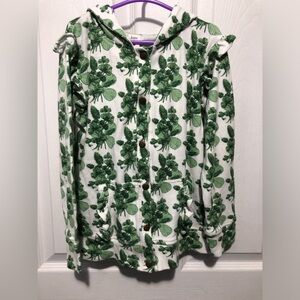 Kate Quinn Light Green and White Clover-Print Hoodie